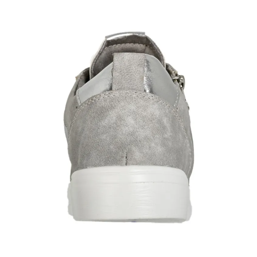 Chaussures Confort|SCALINA Baskets Femme Gris A Fermeture Eclair