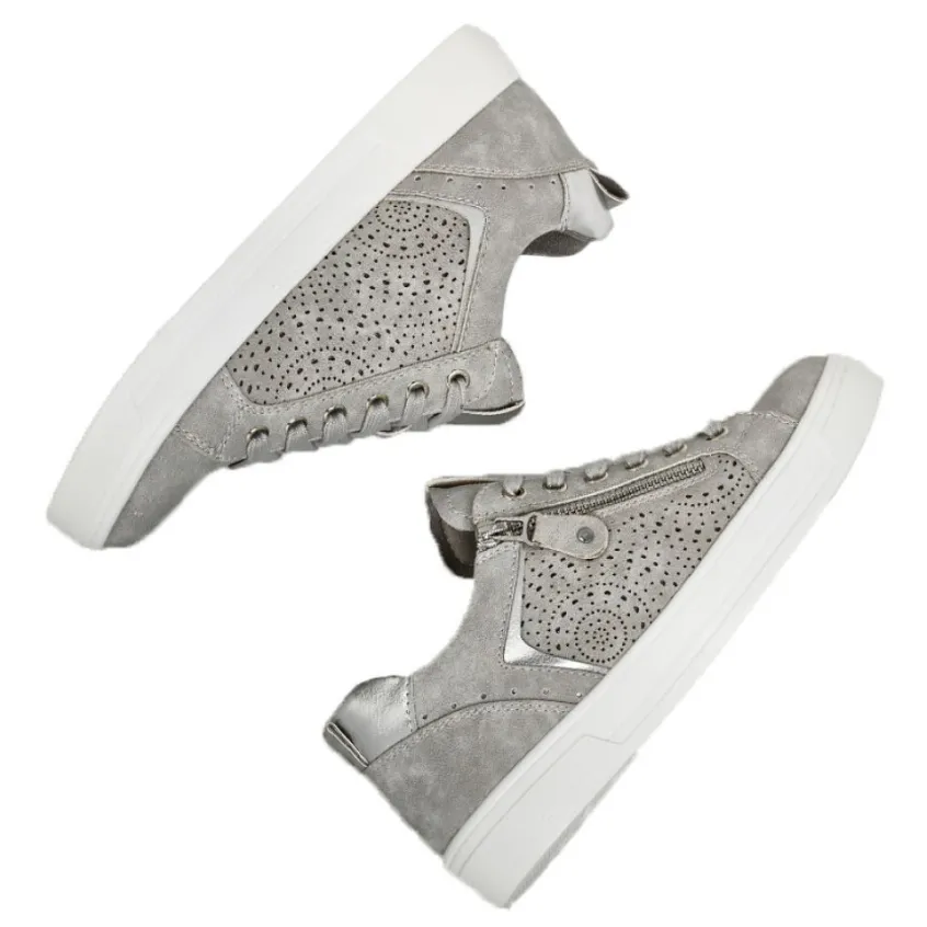 Chaussures Confort|SCALINA Baskets Femme Gris A Fermeture Eclair