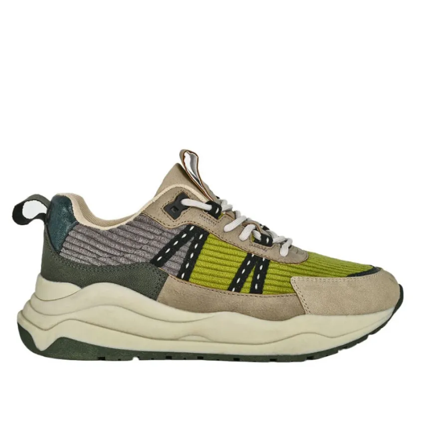 Baskets, Sneakers|STREET LIFE Baskets Femme Gris Et Vert Style Dad Shoes