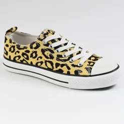 Baskets, Sneakers|STREET LIFE Baskets Femme Jaune Motif Leopard