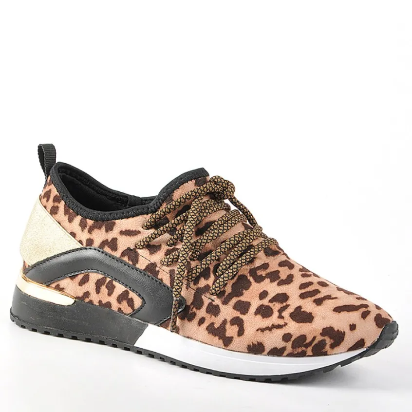 Baskets, Sneakers|GIRL TIME Baskets Femme Leopard