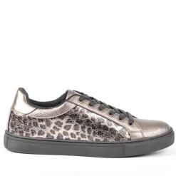 Baskets, Sneakers|GIRL TIME Baskets Femme Motif Leopard Gris