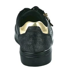 Chaussures Confort|SCALINA Baskets Femme Noir Et Dore