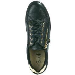 Chaussures Confort|SCALINA Baskets Femme Noir Et Dore