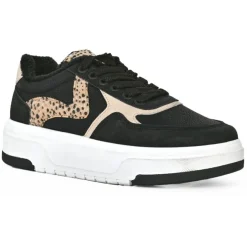 Baskets, Sneakers|STREET LIFE Baskets Femme Noir Motif Leopard