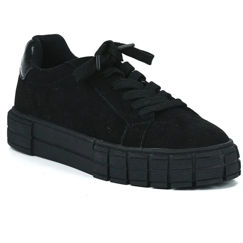 Baskets, Sneakers|STREET LIFE Baskets Femme Noir Unicolore