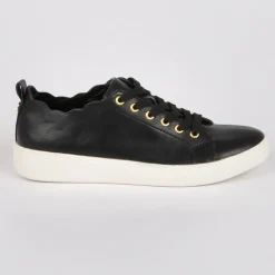 Baskets, Sneakers|STREET LIFE Baskets Femme Noir Effet Cuir