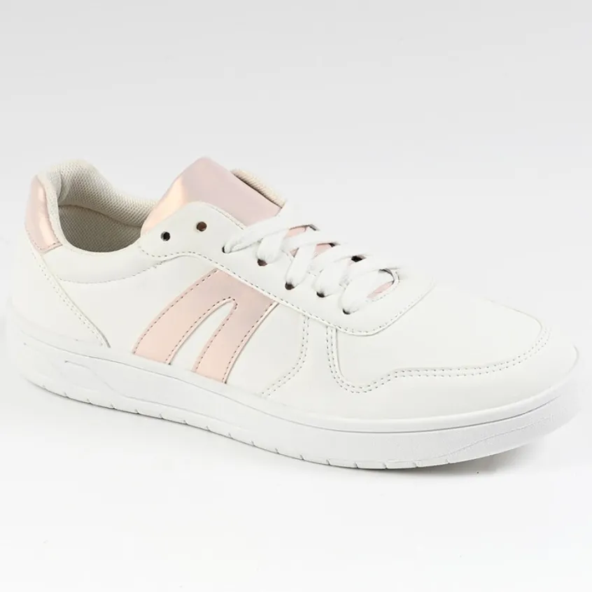 Baskets, Sneakers|STREET LIFE Baskets Femme Blanc/Rose