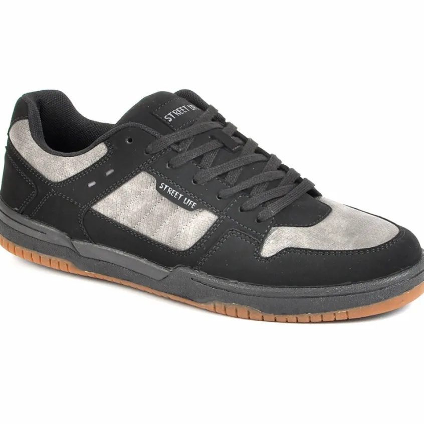 Baskets, Sneakers|STREET LIFE Baskets Homme Aspect Velours Noir