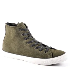 Baskets, Sneakers|CARDIFF Baskets Montantes Aspect Velours Kaki