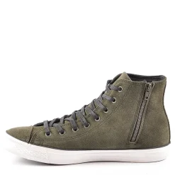 Baskets, Sneakers|CARDIFF Baskets Montantes Aspect Velours Kaki