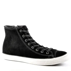 Baskets, Sneakers|CARDIFF Baskets Montantes Aspect Velours Noir