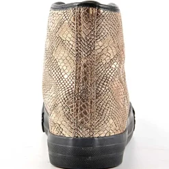Baskets, Sneakers|GIRL TIME Baskets Montantes Femme Bronze Avec Effet Reptile