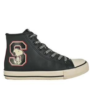 Baskets, Sneakers|SNOOPY Baskets Montantes Femme Noir Lacets Fantaisie