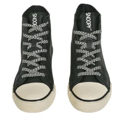Baskets, Sneakers|SNOOPY Baskets Montantes Femme Noir Lacets Fantaisie