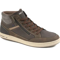 Baskets, Sneakers|STREET LIFE Baskets Montantes Homme Avec Zip Pratique Sur Le Cote Marron