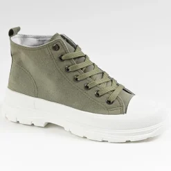 Baskets, Sneakers|STREET LIFE Baskets Plateforme Femme Kaki