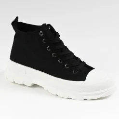 Baskets, Sneakers|STREET LIFE Baskets Plateforme Femme Noir