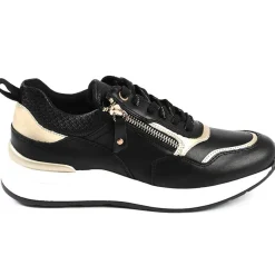 Chaussures Confort|SCALINA Baskets Sneakers Avec Zip Pratique Sur Le Cote Noir