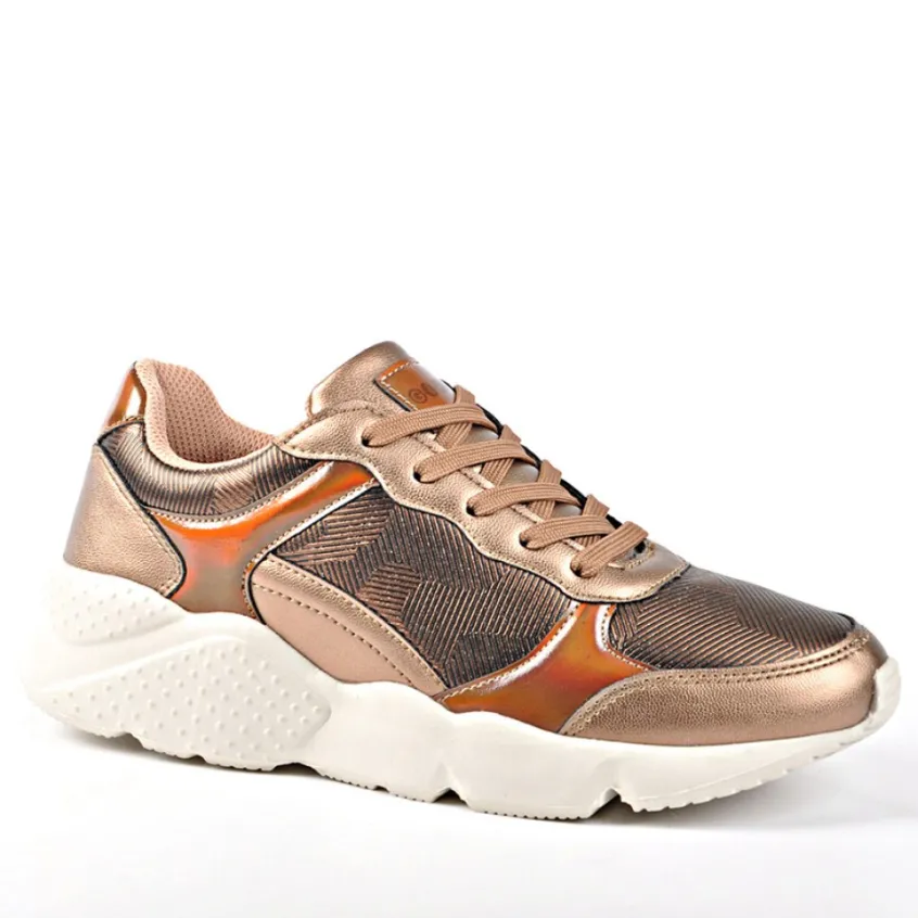 Baskets, Sneakers|GIRL TIME Baskets Sneakers Bi-Matieres Bronze