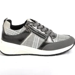 Chaussures Confort|SCALINA Baskets Sneakers Femme Avec Zip Pratique Sur Le Cote Gris