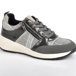 Chaussures Confort|SCALINA Baskets Sneakers Femme Avec Zip Pratique Sur Le Cote Gris