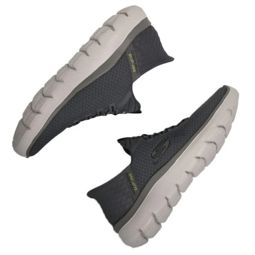 Baskets, Sneakers|SKECHERS Baskets Sneakers Homme Gris Hands Free Slip-Ins Summits
