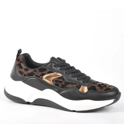 Baskets, Sneakers|GIRL TIME Baskets Sneakers Motif Leopard Noir
