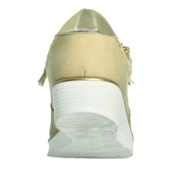 Chaussures Confort|LADY CONFORT Baskets Zippees Femme Beige Effet Python