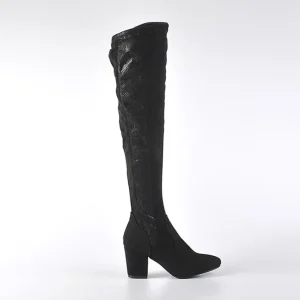 Bottes, Cuissardes|VICE VERSA Bottes Cuissardes Avec Effet Reptile Noir