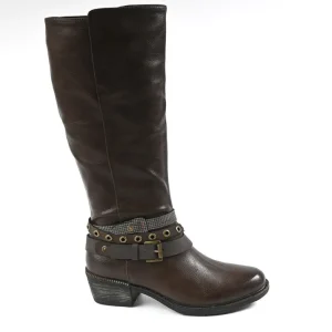 Bottes, Cuissardes|VICE VERSA Bottes Femme A Talons Style Western Marron