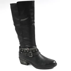 Bottes, Cuissardes|VICE VERSA Bottes Femme A Talons Style Western Noir
