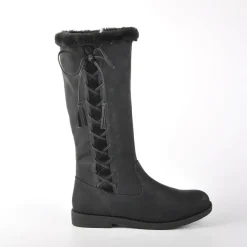 Bottes, Cuissardes|VICE VERSA Bottes Plates Avec Col Fausse Fourrure Noir