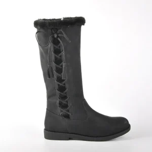 Bottes, Cuissardes|VICE VERSA Bottes Plates Avec Col Fausse Fourrure Noir