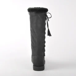 Bottes, Cuissardes|VICE VERSA Bottes Plates Avec Col Fausse Fourrure Noir