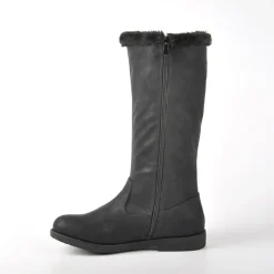 Bottes, Cuissardes|VICE VERSA Bottes Plates Avec Col Fausse Fourrure Noir