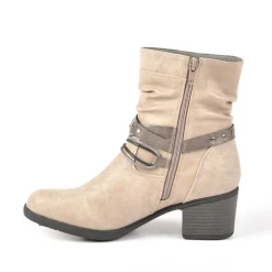 Boots, Bottines|VICE VERSA Bottines A Talon Femme Gris Avec Zip Decoratif