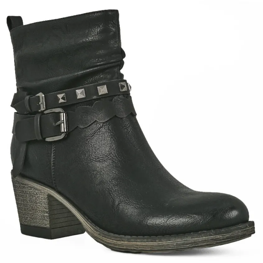 Boots, Bottines|VICE VERSA Bottines A Talon Femme Noir Style Western
