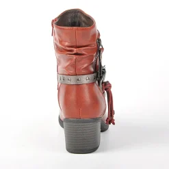 Boots, Bottines|VICE VERSA Bottines A Talon Femme Rouge Avec Zip Decoratif