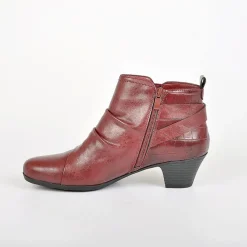 Chaussures Confort|SCALINA Bottines A Talons Avec Boucles Metalliques Bordeaux