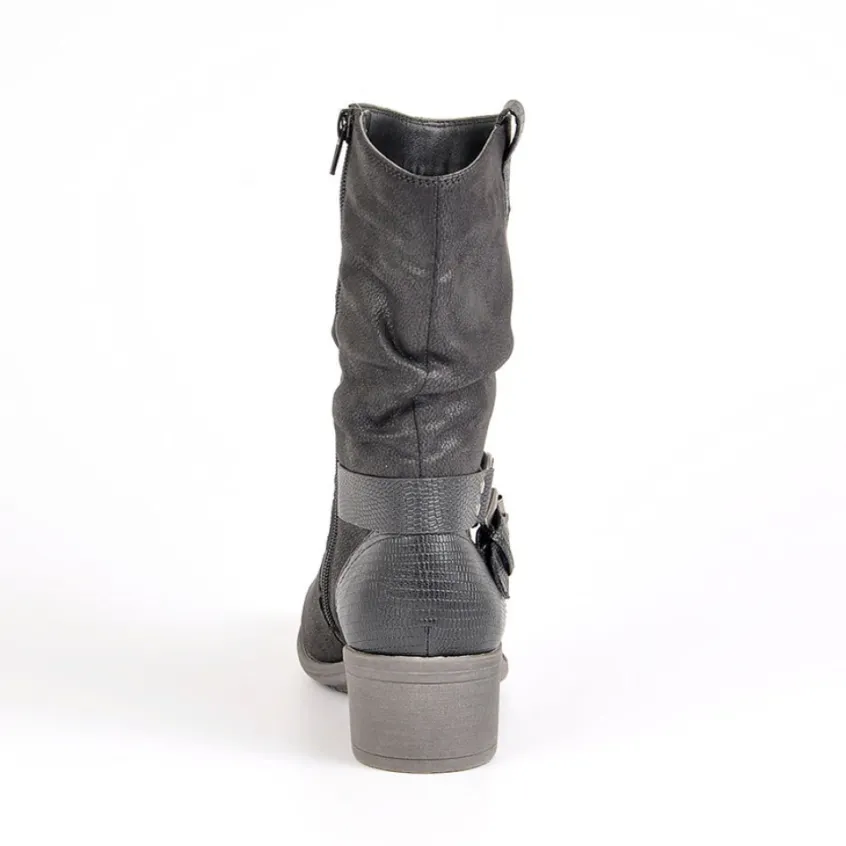 Boots, Bottines|VICE VERSA Bottines A Talons Avec Boucles Metalliques Noir