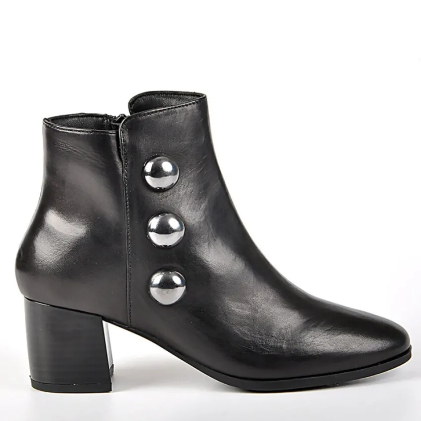 Boots, Bottines|TIPO ALTO Bottines A Talons Avec Boutons Fantaisies Noir
