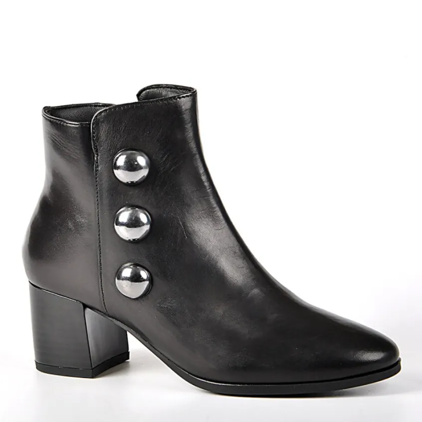 Boots, Bottines|TIPO ALTO Bottines A Talons Avec Boutons Fantaisies Noir