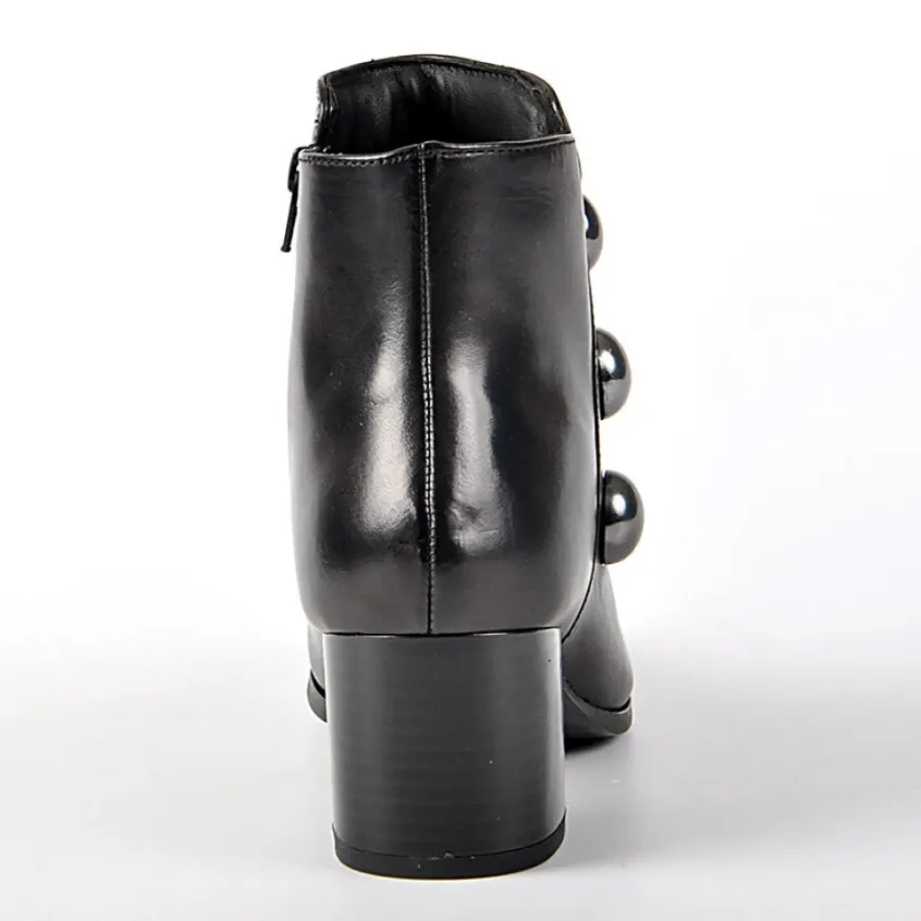 Boots, Bottines|TIPO ALTO Bottines A Talons Avec Boutons Fantaisies Noir