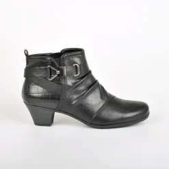 Chaussures Confort|SCALINA Bottines A Talons Avec Boucles Metalliques Noir