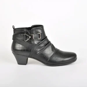Chaussures Confort|SCALINA Bottines A Talons Avec Boucles Metalliques Noir