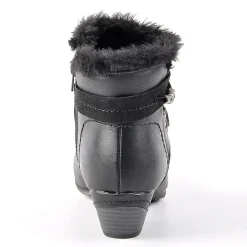 Chaussures Confort|SCALINA Bottines A Talons Avec Col Fausse Fourrure Noir