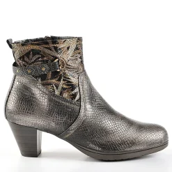 Chaussures Confort|SCALINA Bottines A Talons Avec Effet Reptile Bronze