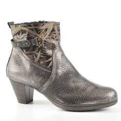 Chaussures Confort|SCALINA Bottines A Talons Avec Effet Reptile Bronze