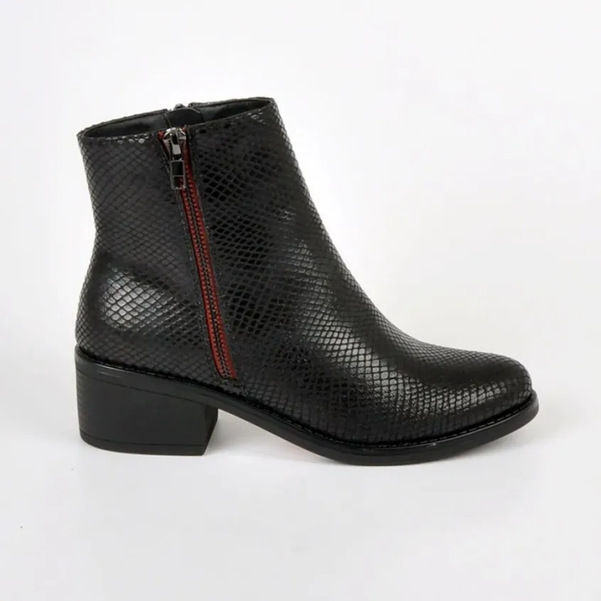 Boots, Bottines|VICE VERSA Bottines A Talons Avec Effet Reptile Noir